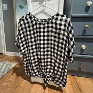 Madewell Black and White Checkered Blouse